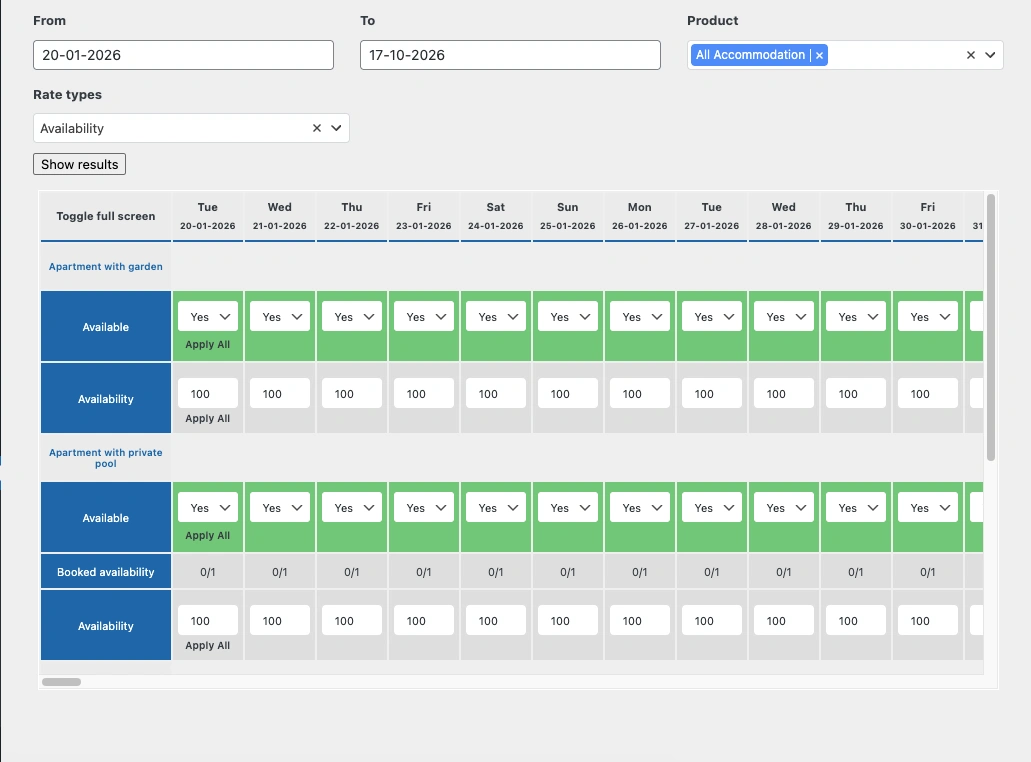 Filox Gutenberg Availability Calendar block