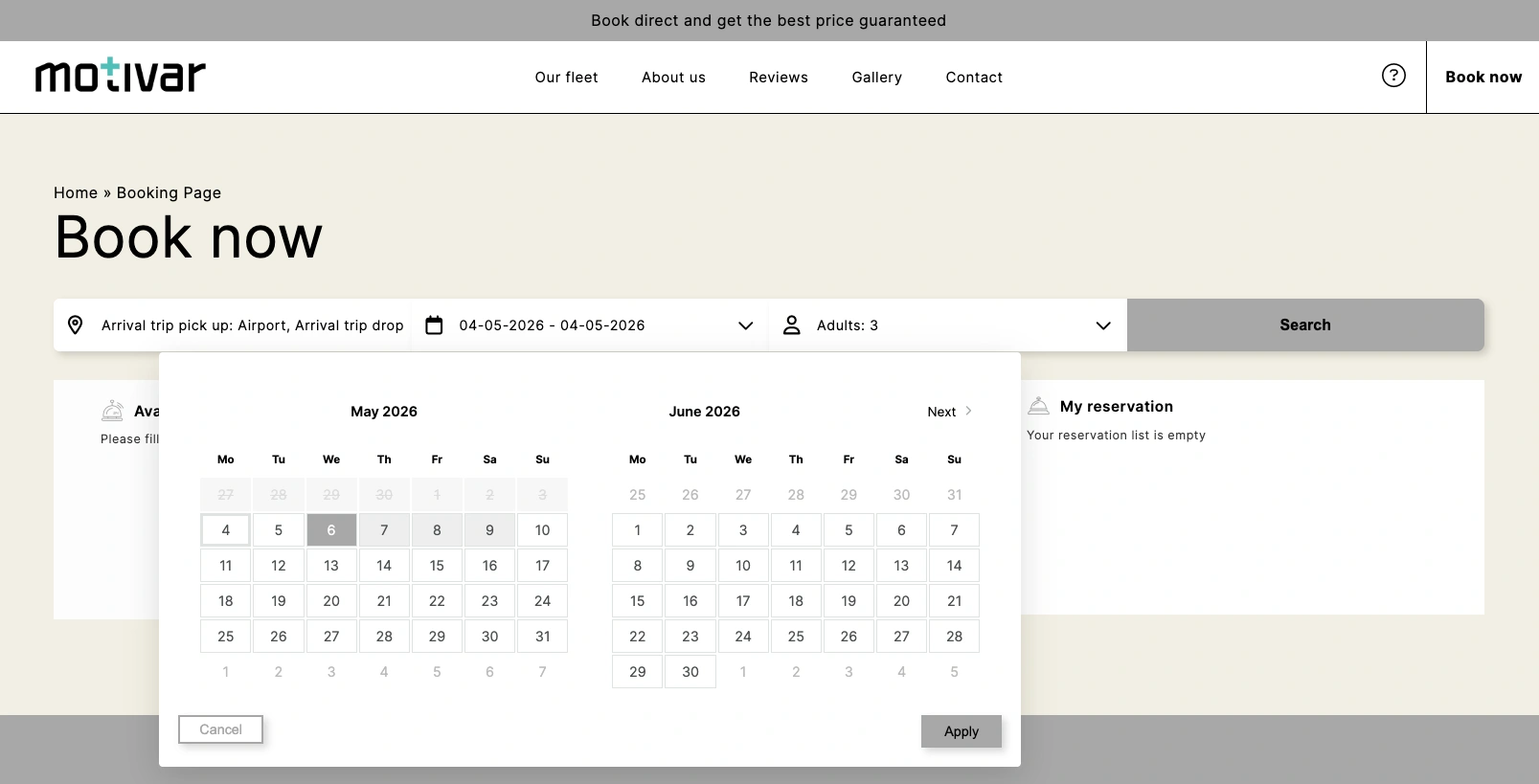 Filox booking admin interface