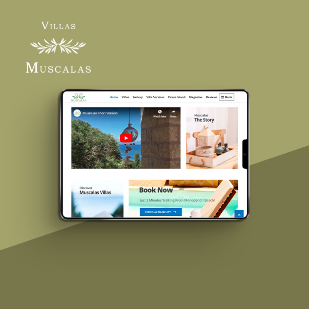 Ιστοσελίδα Ενοικίασης Βίλας filox portfolio corfu muscalas home front page